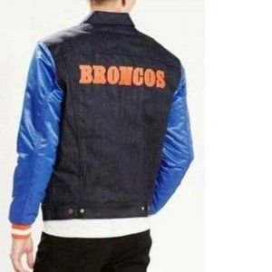 Levis Denver Broncos Jacket X-Large NFL Football Denim Satin Varsity Trucker